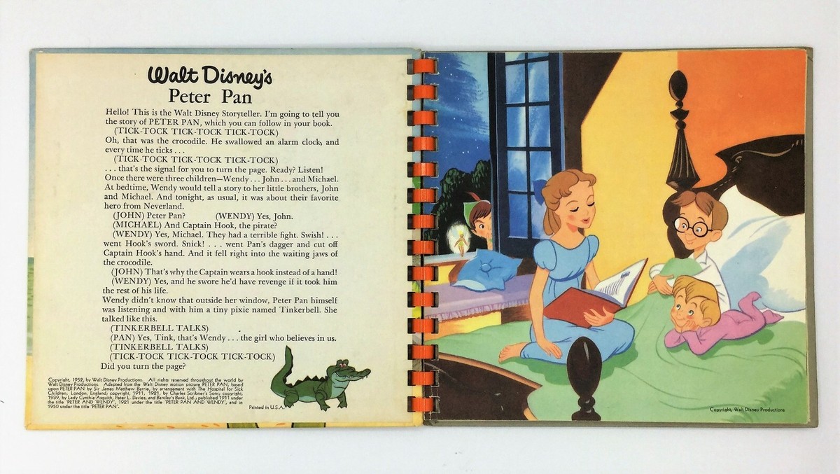 ヴィンテージディズニー・洋書 1952 Walt Disney PETER PAN Book & 2 Record Set (45 RPM