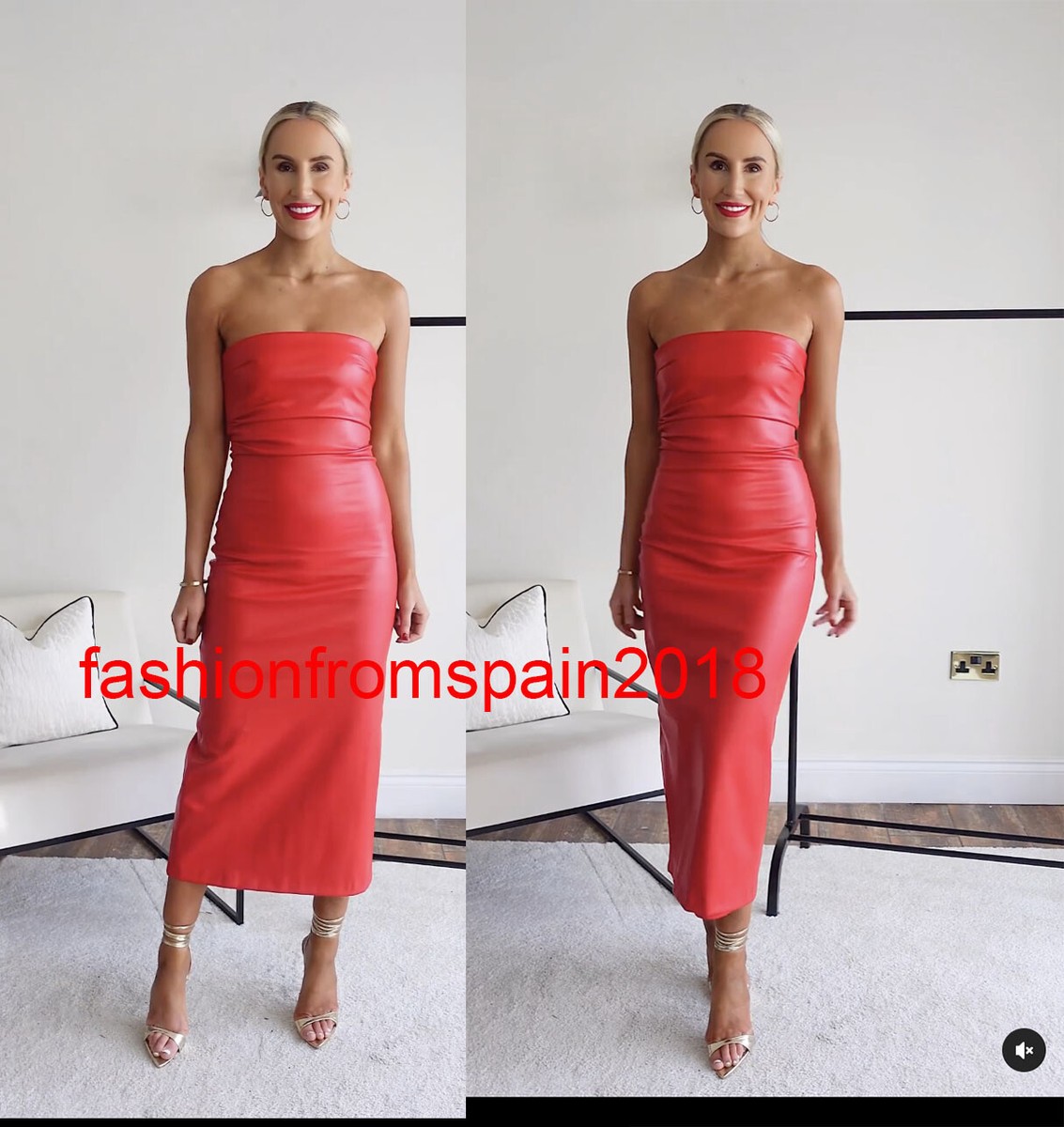 Zara red faux leather dress Clearance