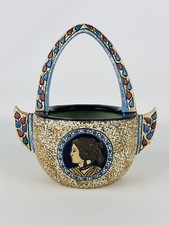 Antico Vaso Cachepot Ceramica Ceca Art Déco “Amphora” Design Inizio XX Sec.