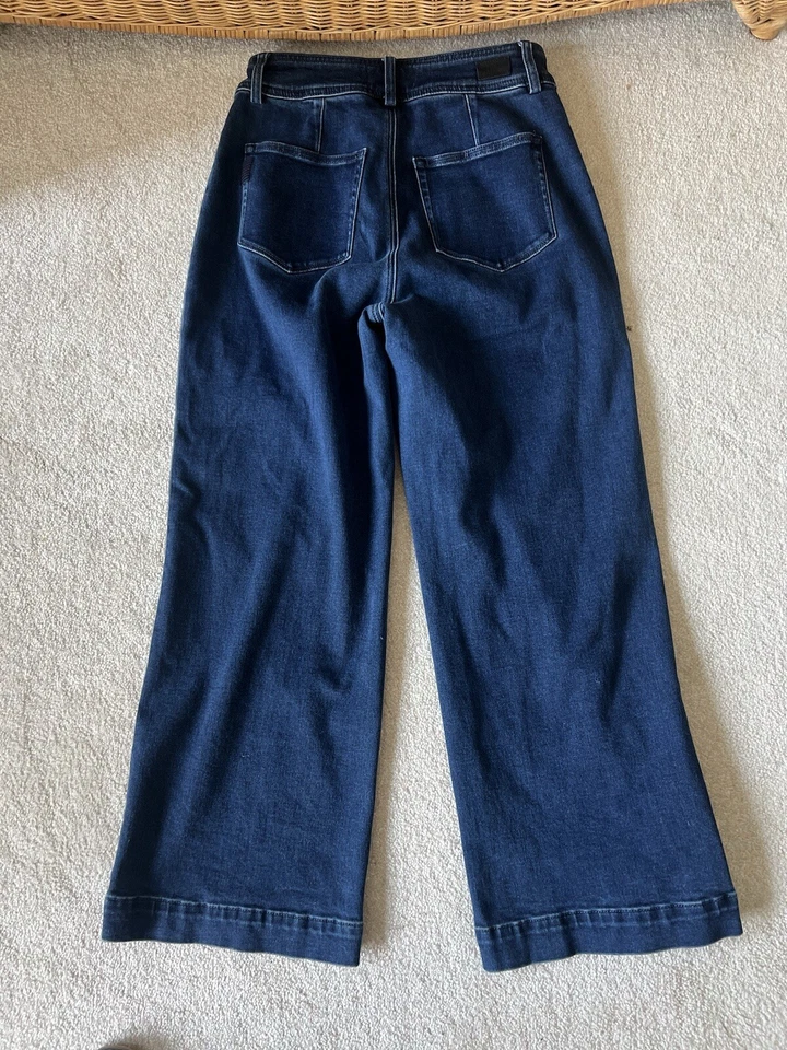 Pantalones de mezclilla Paige Anessa pierna ancha tiro alto cintura corta talla 27 pantalón de dardo Anthropologie Foto 4 de 4