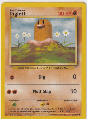 Pokemon Karte Basis Base Set Nr. 47/102 Diglett englisch