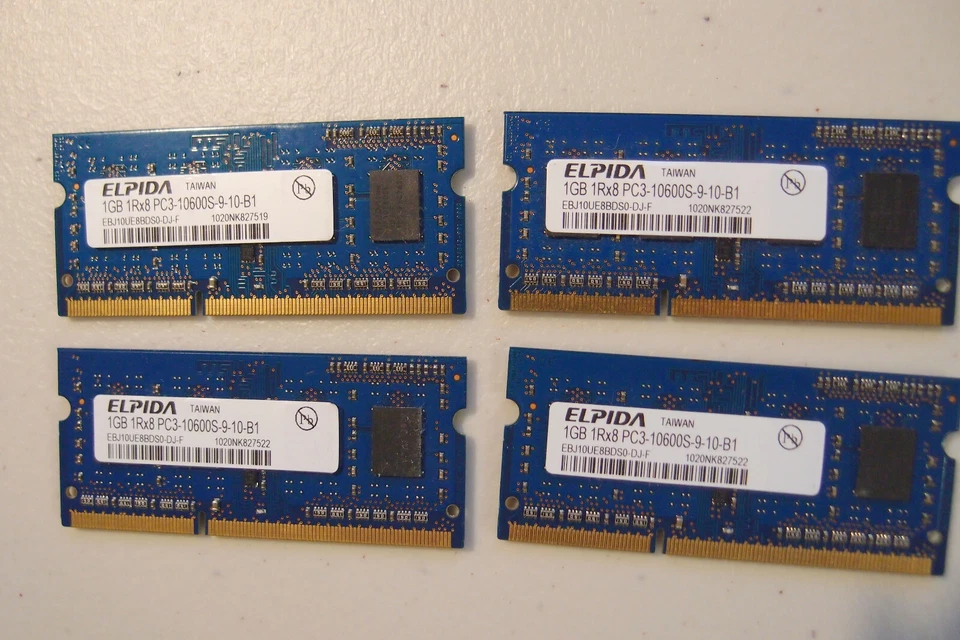 Lot of 6 1GB PC3-10600S DDR3 RAM laptop memory; Samsung Elpida - Image 2 of 4