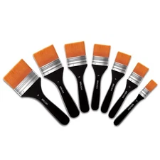 Zubebe Set of 7 Artist Wide Flat Paint Brushes Set Assorted Size Nylon Chip B...