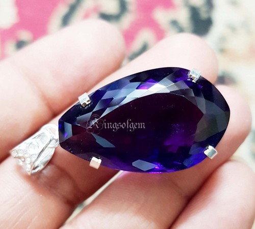 80 Ct Natural Purple Amethyst 925 Sterling Silver Solitaire Pendant Gemstone - Picture 4 of 5