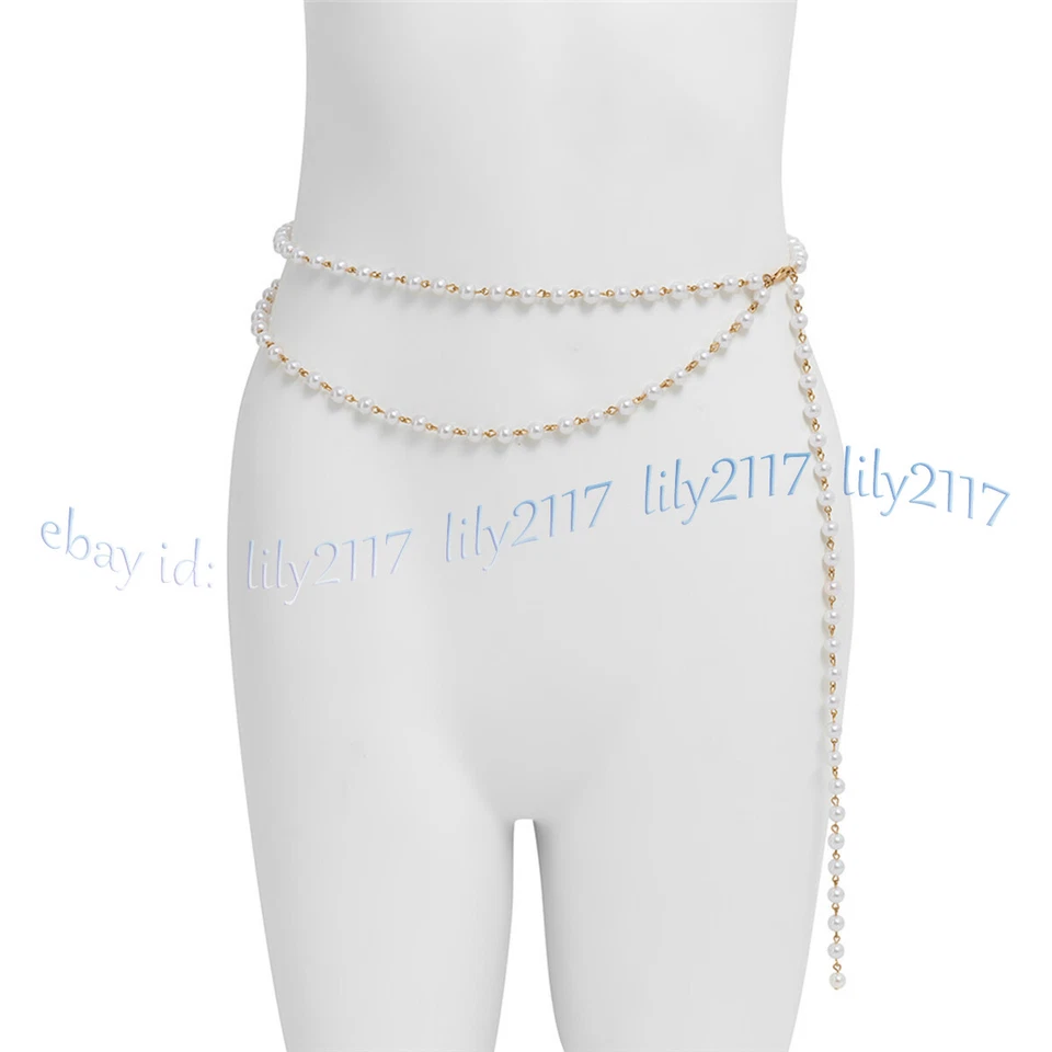 Fashion White Shell Pearl Waist Belly Chain Women Belt Accessories Body Jewelry - Image 3 of 4