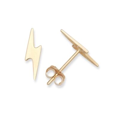 Massive 14K Gold Blitz Bolzen Form Ohrringe Push Back Ohrstecker Schmetterling Ohrringe
