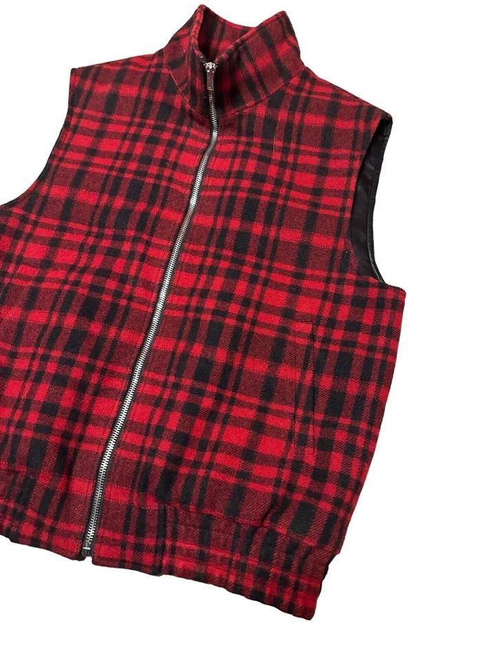 Chaleco a cuadros rojo de lana virgen para mujer Yves Saint Laurent talla L/XL Foto 3 de 4