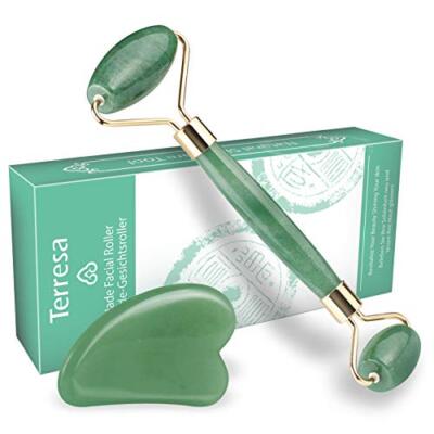 Jade Roller Jade Face Roller Massagegerät Gua Sha Set Gesichtsmassage Anti Aging