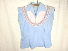 Vtg 50s Patio Shirt Top Ric Rac Metal Zip Princess Seam Alpha of Tucson Western