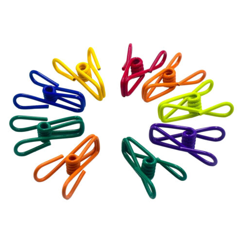 20pcs Colored Clothes Pins Waterproof Metal Chip Clips Steel Clip for Bag Paper - Picture 2 of 13