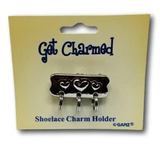 Get Charmed 3 Hearts Shoes Lace Keeper Holder ByGANZ Silver Tone Metal