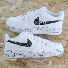 Nike Air Force 1 Custom Double Paint Splatter White Black Shoes Mens Womens Kids