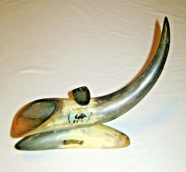 Vintage Steer Horn Ashtray Rodeo Bronco Rider Decal El Paso Texas Souvenir eBay