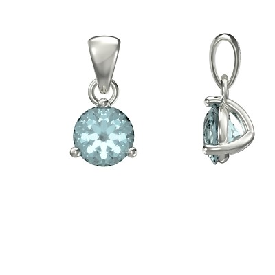 Sterling Silver Aquamarine Pendant Hallmarked British Made All Chain Lengths