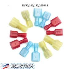 22-10AWG 50/200 Insulated Nylon Female Male Spade Terminal Wire Connectors Crimp