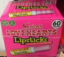 Swizzels Love Heart Lipstick Candy box of 60 - Retro Party Bag Filler/Wedding 