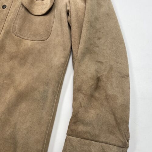 Leather Suede WESTERN Shirt COWBOY Jacket Size M Medium Riding Snap Button - Picture 7 of 11