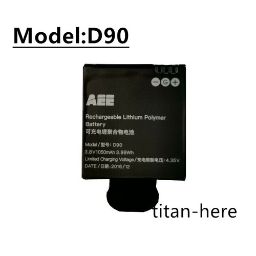 New Original D90 1050mAh 3.8V Battery Batteria for AEE D90 S90 S91B Lyfe - Afbeelding 1 van 2