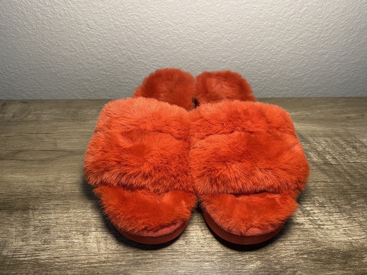NWOB MICHAEL KORS Alfie Slide Open Toe Platform Slip on Mules Red Fur Size
