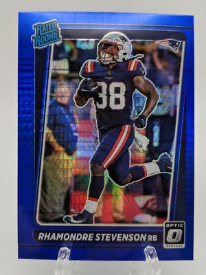   RHAMONDRE STEVENSON 2021 Donruss Optic RC Rookie BLUE HYPER Prizm #237; PATS