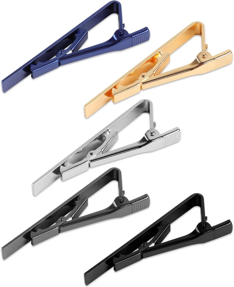 5P Tie Clips For Men, 5 Different Classic Tie Bar, Stainless Steel Tie Clip for - Image 4 of 4