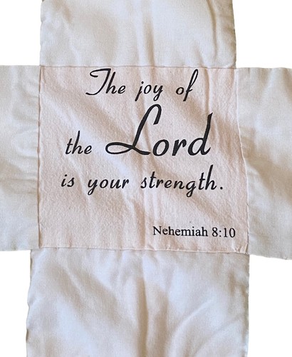 Bible Verse/Family Quotes Quilt Cream Green 32” X 36” Throw Cover Pinkish Tint - Picture 9 of 10