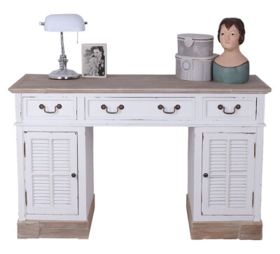 Vintage Scrivania Tavolo Ufficio Stile Country Secretaire Legno