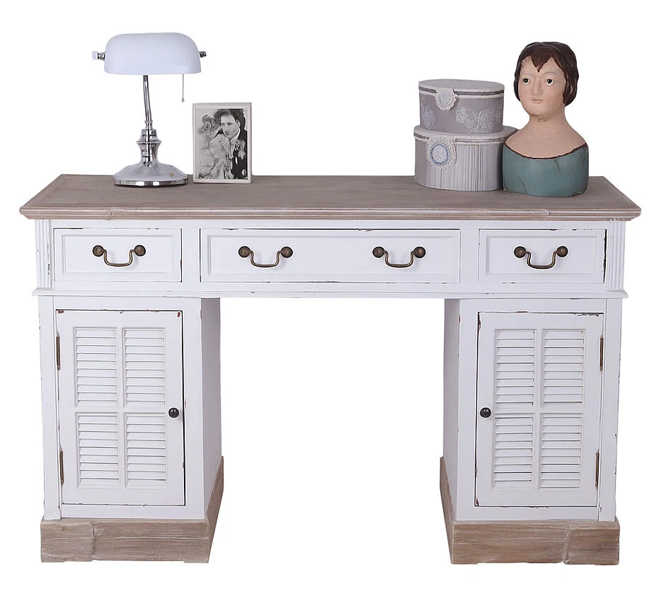 Vintage Schreibtisch Bürotisch Landhausstil Sekretär Holz Schubladen und Türen