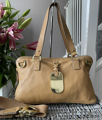 Schöne authentische MULBERRY Shimmy hellbraune Leder Umhängetasche Schultertasche Handtasche