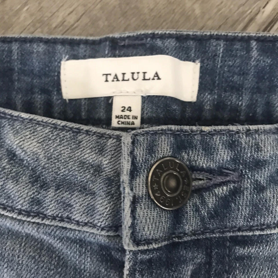 Pantalones Cortos Talula Para Mujer Corte Jean Talla 24 Azul Claro Lavado Denim Dobladillo Crudo Foto 2 de 4