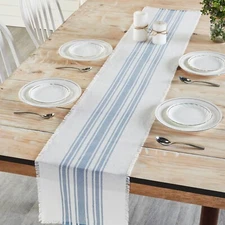 Antique Stripe Blue RUNNER 12X72 Country Blue and White Indoor/Outdoor VHC Brand