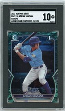 2023 Bowman Draft #BDC-130 Adrian Santana 1st Aqua Lunar Refractor 14/125 SGC 10