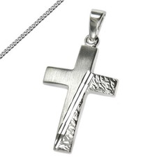 Cross Pendant 925 Silver Pattern Communion Confirmation New Also with Chain