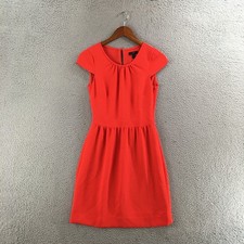 J.Crew Poppy Crepe Cap Sleeve Sheath Dress Womens 0 Red Scoop Neck Casual NEW
