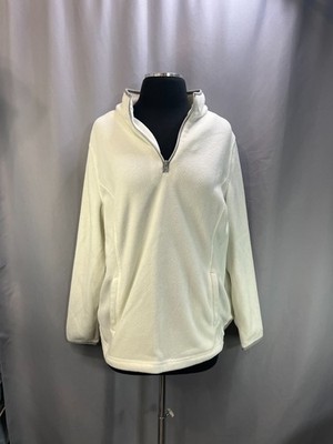 Womens Pullover Jacket 10 Off White Fleece Lined Quarter Zip Mock Neck Winter