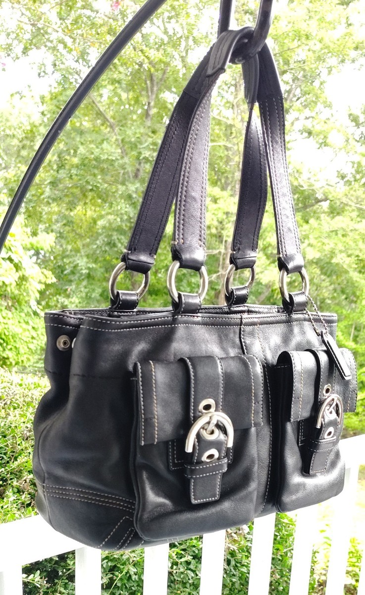 Coach MEDIUM Vintage 8A09 Y2K Soho Black Leather Tote