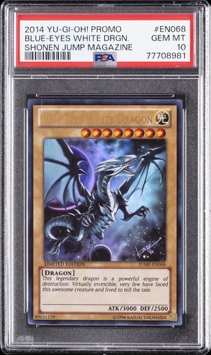 2014 YU-GI-OH! PROMO SHONEN JUMP MAGAZINE #EN068 BLUE-EYES WHITE DRAGON PSA 10