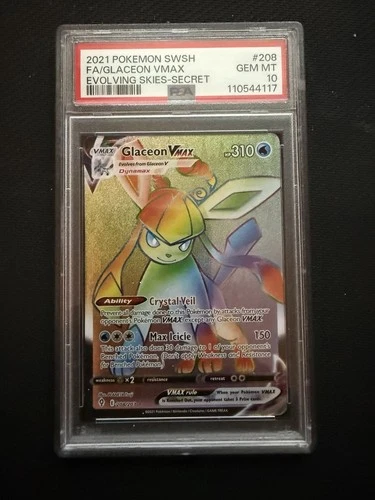 Pokémon Glaceon VMAX Evolving Skies Rainbow Secret Rare 208/203 PSA 10 Gem Mint