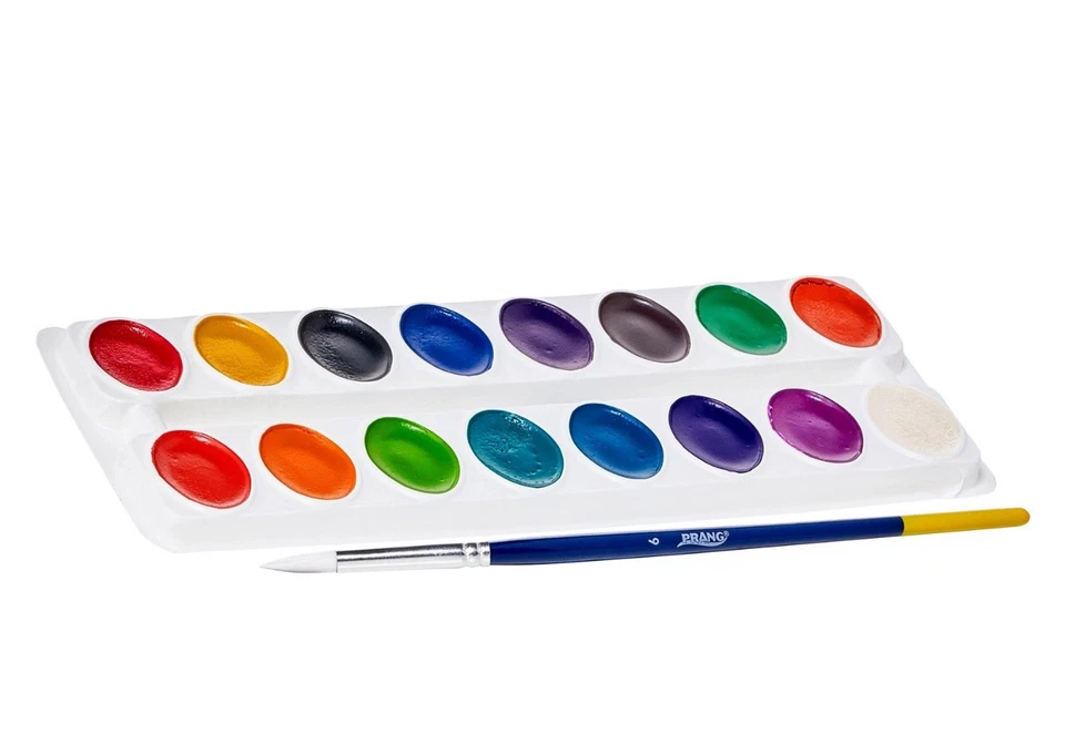 Набор акварели Prang 16 классических цветов моющийся нетоксичный с кистью в комплекте - Изображение 4 из 4