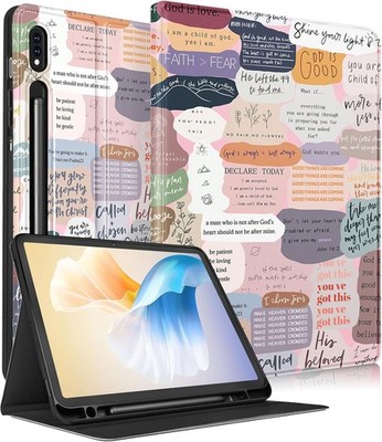 Case for Samsung Galaxy Tab S8 Plus 12.4 Inch, Cute Folio Cover with Quotes