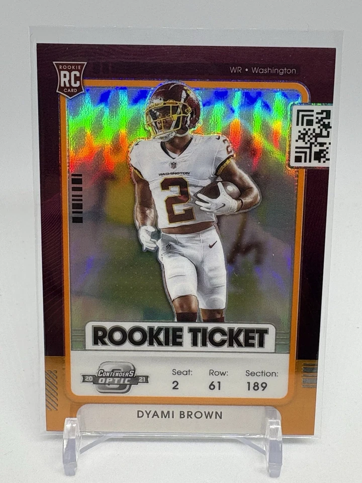 2021 Contenders Optic Dyami Brown Rookie Ticket Orange Prizm /50 (E473) - Image 2 of 3