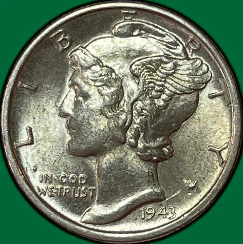 1943-D Mercury Dime Brilliant Uncirculated BU Coin #35332