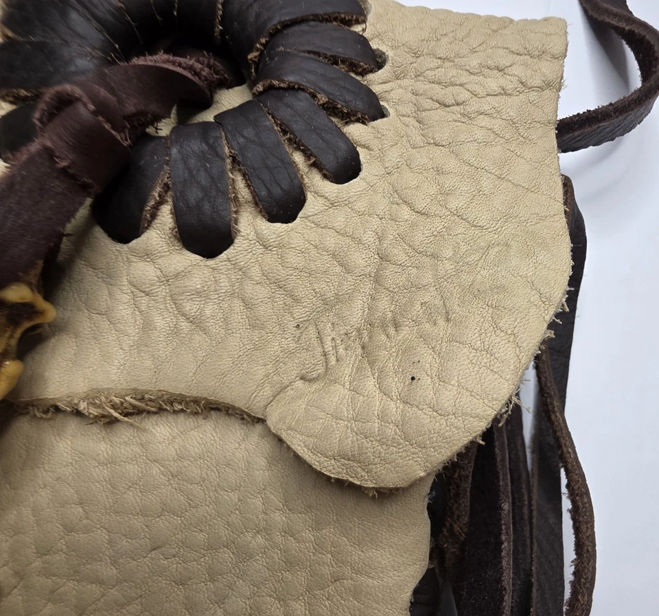 Jimmi WZ Handmade Leather Crossbody Fringe Pouch w/ Antler Toggle - Image 2 of 4