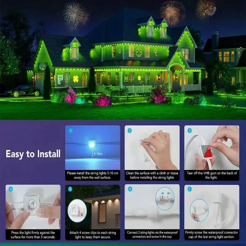 500FT Smart RGB Eave Lights App Remote IP67 Permanent Outdoor LED ...