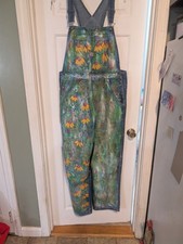 Womens Blue Denim Hand Painted Overalls. Flor...