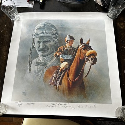Fred Stone Signed Print Bill Shoemaker Horse John Henry Old Warriors 1990 #333