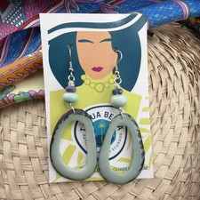 TAGUA EARRINGS natural nut statement jewelry Unique Gift Ecuador boho 81 blue