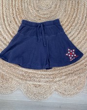 Vtg OshKosh Girls Navy Blue Flare Skirt 4/4T Star Embroidery Adjustable Waist