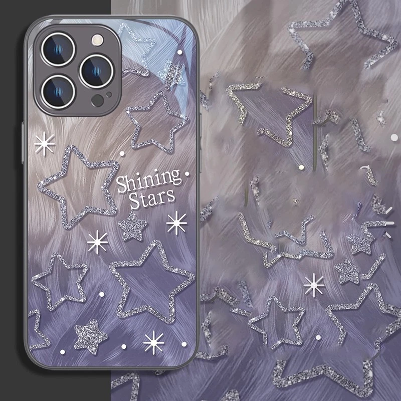 Funda de teléfono para iPhone 17 Air 17 Pro Max 16 15 14 13 12 11 XR 7 8 XS estrellas púrpuras Foto 2 de 4