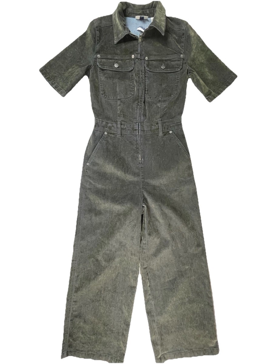 Universal Thread Jumpsuit Zip Stretch Velvety Flockd Denim Women's